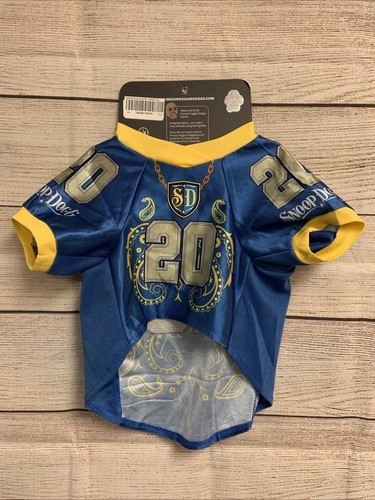 Authentic SNOOP DOGG Dog Pet Jersey Tee Shirt Halftime blue gold Doggie Med New - 第 2/4 張圖片