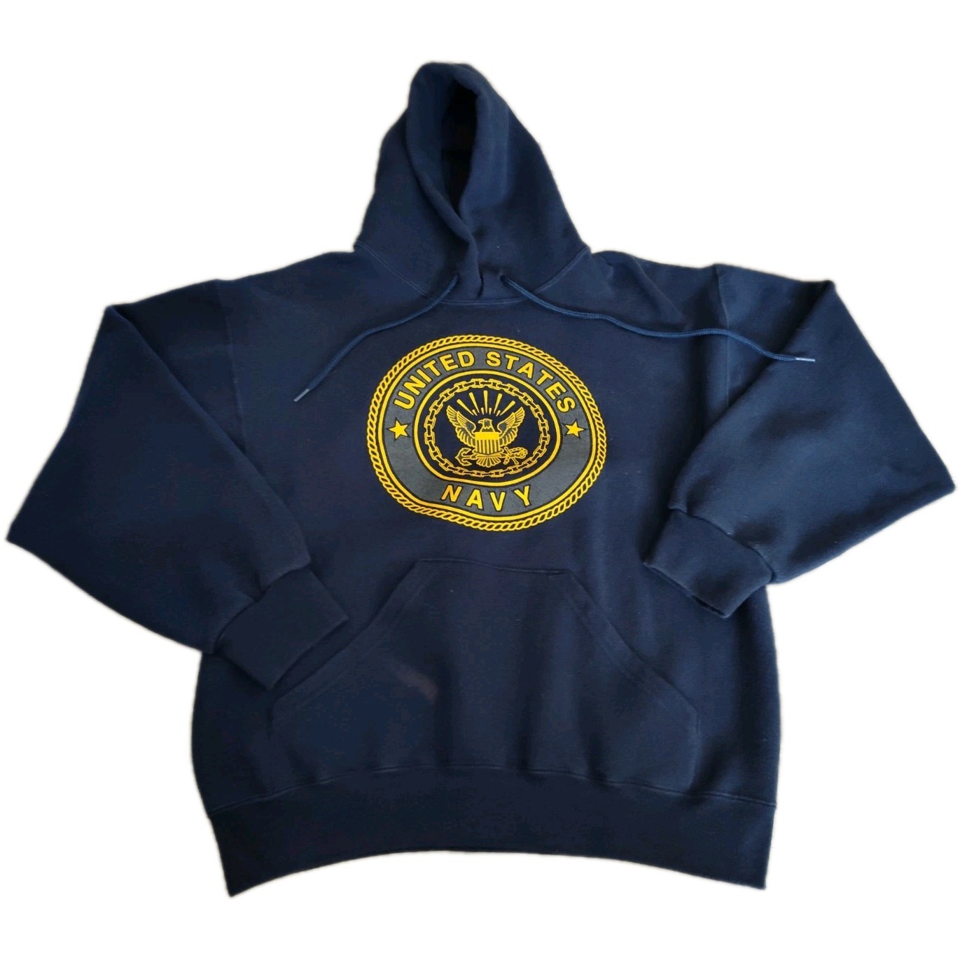 Vtg Official United States US Navy Original Hoodie Made In USA Soffe Blue Size M