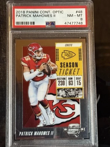2018 PANINI CONTENDERS OPTIC #48 SEASON TICKET SILVER PATRICK MAHOMES PSA 8