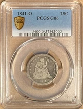 1841-O PCGS G06 Liberty Seated Quarter 25c - New Orleans Mint