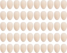 50Pcs Wooden Eggs for Decorating, 2.36 inch Natural Unfinished Craft Eggs for Pa