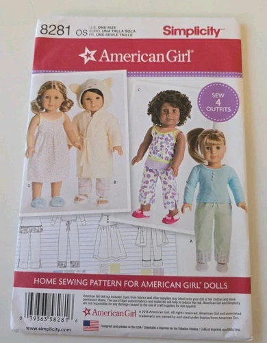 Simplicity 8281 American Girl 18" Doll Clothes Sewing Pattern - 2016 - Uncut