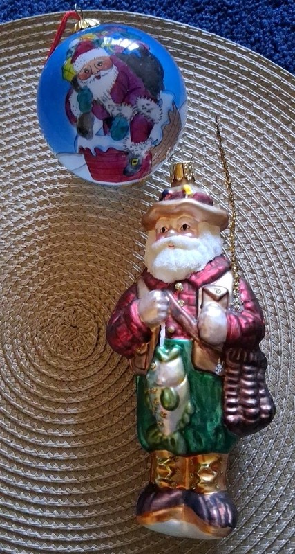 Christborn Glass Fisherman Santa & Reverse Paint Santa Ornament 
