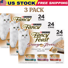 Purina Fancy Feast Gravy Lovers Wet Cat Food Gravy Variety Pack 3oz 72 cans