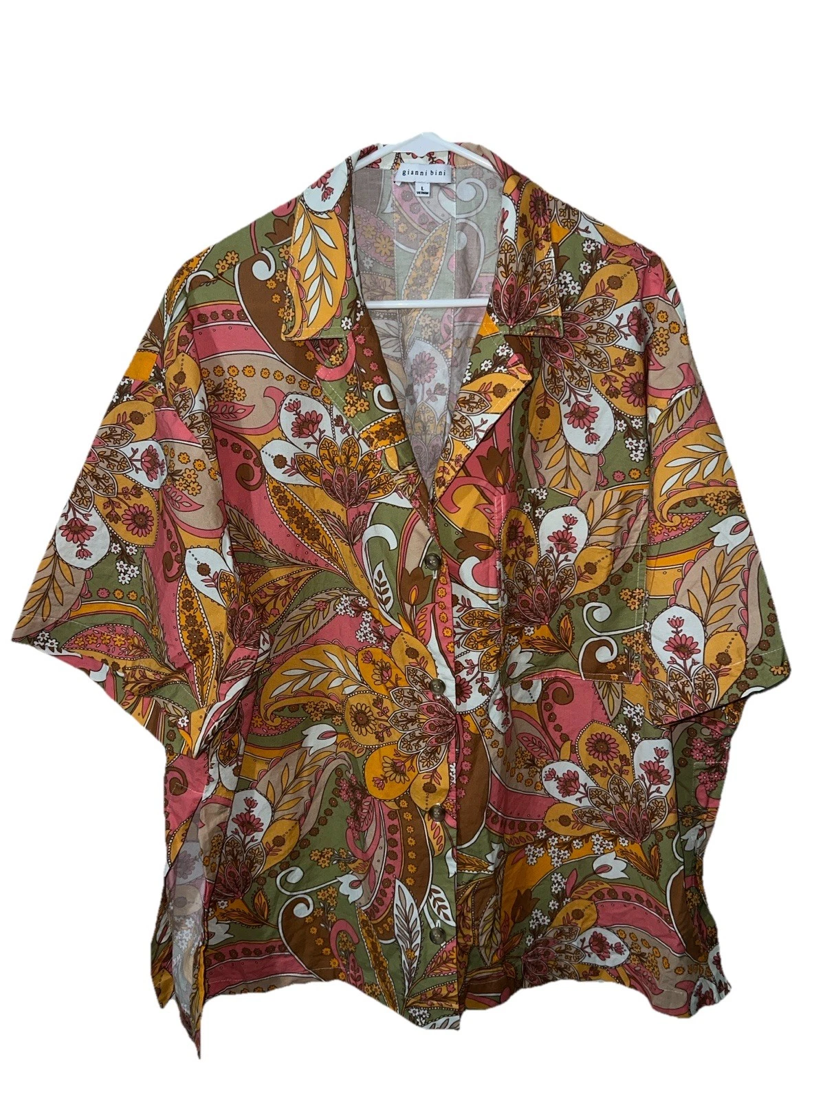 gianni bini men’s button down short sleeve shirt L