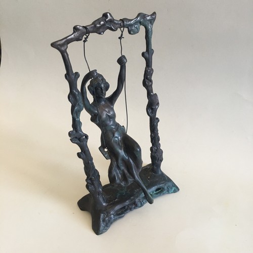 Vintage Art Nouveau Auguste Moreau Bronze Sculpture- Lady on a Swing Statue - Picture 2 of 24