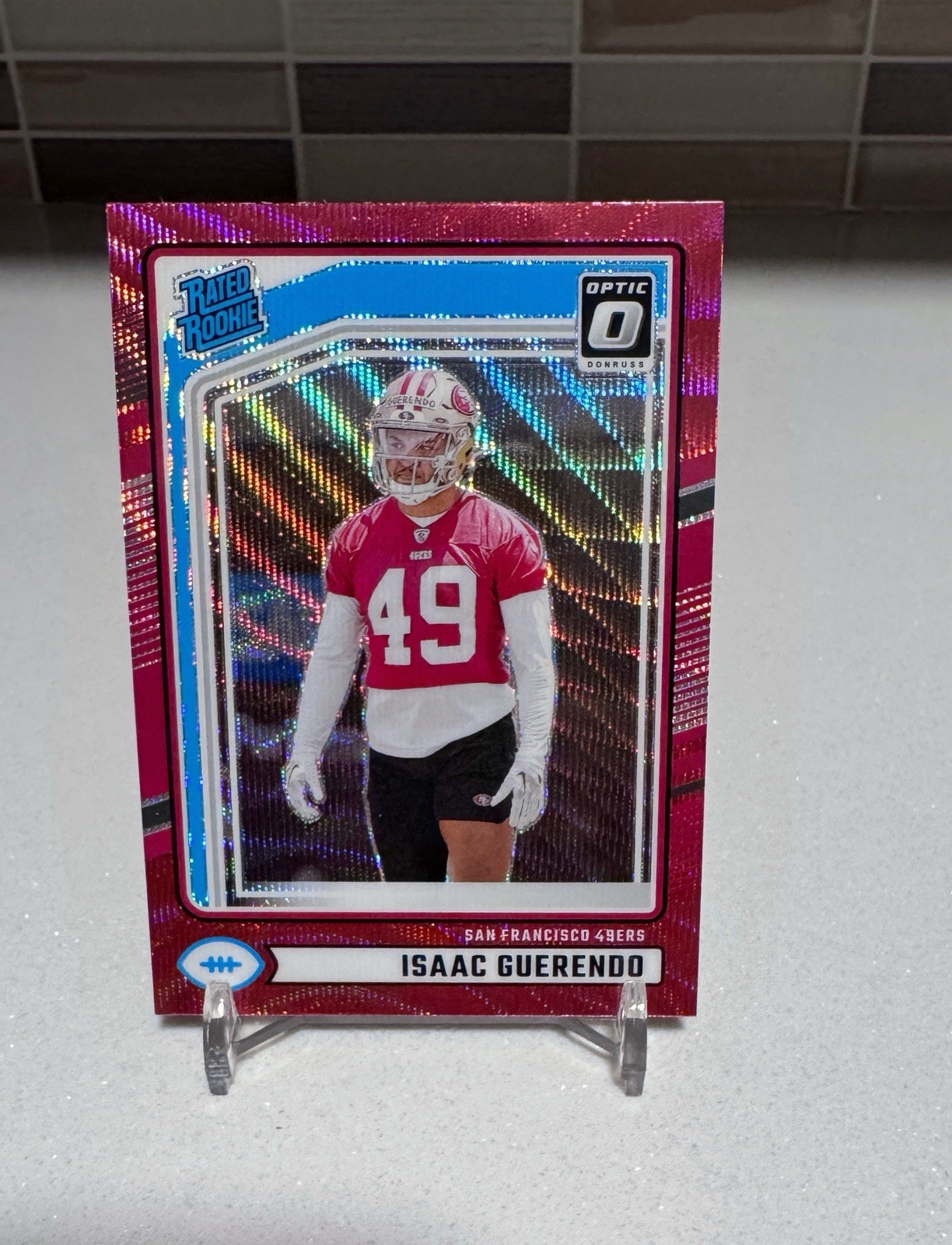 2024 Panini Donruss - Rated Rookie Isaac Guerendo Optic Preview Red Wave Prizm
