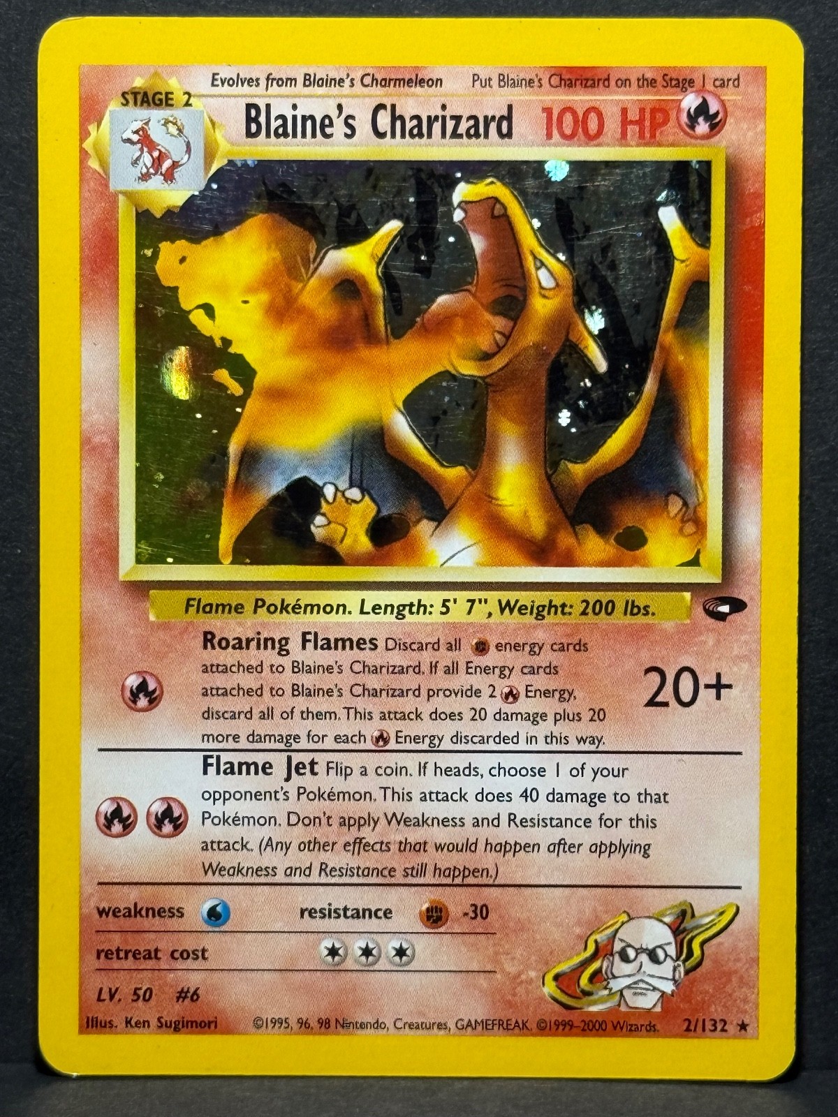 Blaine's Charizard 2/132 Gym Challenge Holo Unlimited MP