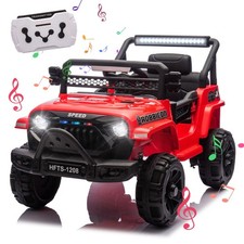 12V Kids Electric Car Ride on Jeep Toy Battery Powered with Remote MP3 LED, Red