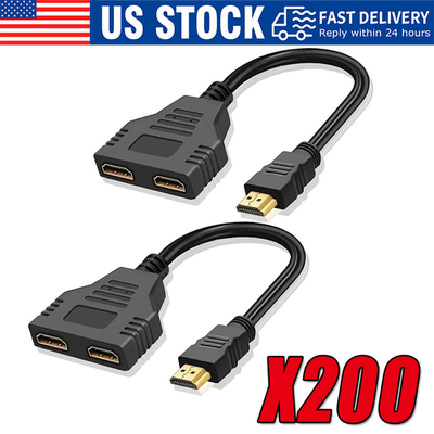 #ad 4K HDMI Cable Splitter Adapter 2.0 Converter 1 In 2 Out 1 Male to 2 Female lot $380.19