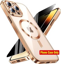 Gold Magnetic Case for iPhone 14 Pro Max, Privacy Screen Protector Full Camera