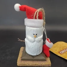 S'mores Snowman Chocolate Marshmallow Graham Cracker Santa Christmas Ornament 3"