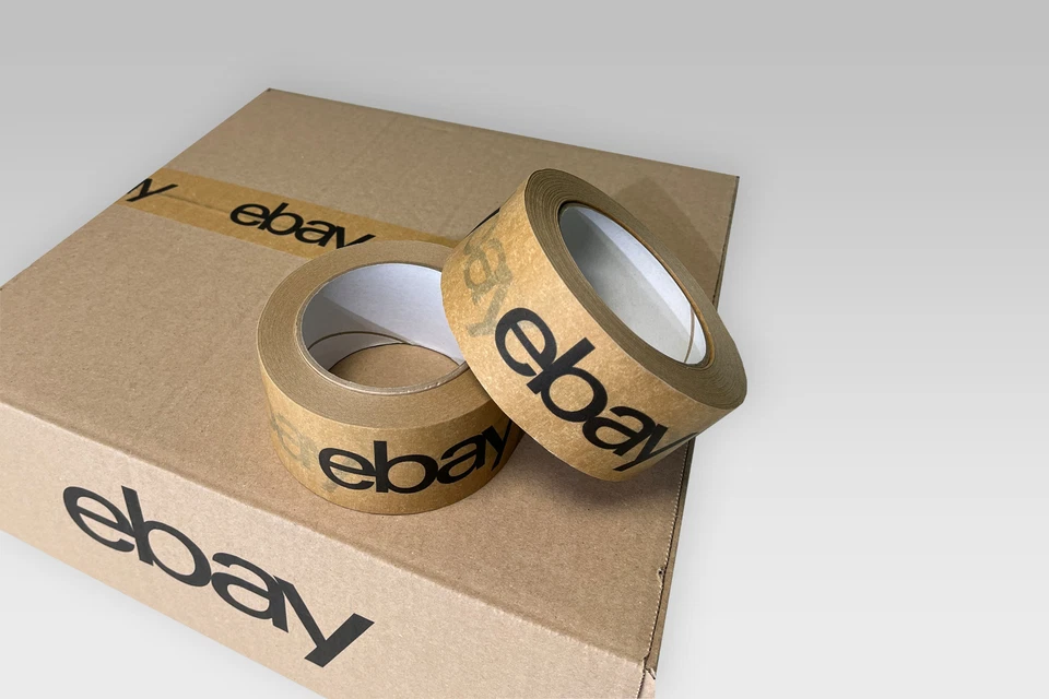 Klebeband  Papierklebeband 50 m x 50 mm eBay Logo ab 360 Rolle - Bild 2 von 4