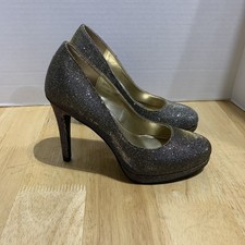 FIONI Night High Heeled Shoes Gold metallic platform Dress womens size 7