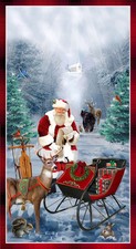 Believe Santa Panel Christmas, Winter Fabric Panel 24" x 44"