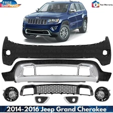 Front Bumper Cover & Fog Lights Assembly Kit For 2014-2016 Jeep Grand Cherokee