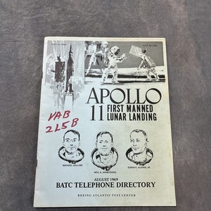 BATC APOLLO 11 Boeing Atlantic Test Center Telephone Directory AUG 1969