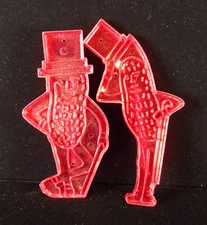 Vintage Planters Mr. Peanut Red Clear Plastic Cookie Cutters Made in USA