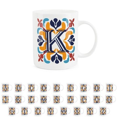 Marokkanische Kachel Buchstabe K Tasse - Rot & Marine Bone China Alphabet Geschenk Tasse