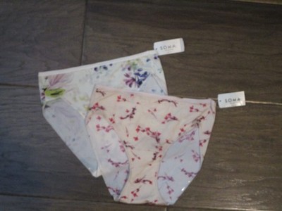 2-PACK SOMA VANISHING EDGE HIPSTER PANTIES IN WILDFLOWER/BERRIES SIZE SMALL