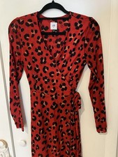 CAbi Red Siren Mesh Long Sleeve Leopard Wrap Dress Cardigan Duster #5771 XS