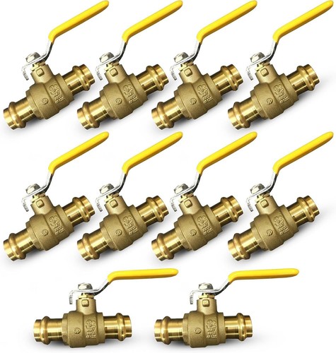 1/2' Brass Ball Valve Press-to-Connect Copper Ends Pack of 10