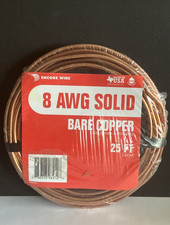 COPPER WIRE 25' Ft - MADE IN USA - ENCORE... #8 AWG Solid BARE