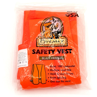 BREAUX BLAZE ORANGE SAFETY VEST. SIZE: One Size Fits Most NEW
