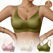3 Pack Wireless Seamless Bra Adjustable Wide Straps Removable Pad Comfort Bra