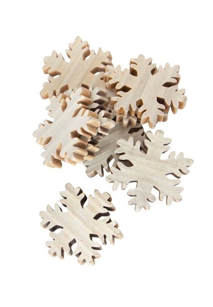 Tischdeko Holz Schneeflocken 12 Stk. 4Cm Deko Basteln Winter Weihnachten Schnee-image