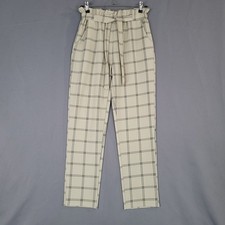 Soho Apparel Women's Dress Pants Pull On Elastic Waist Tan Plaid Size S
