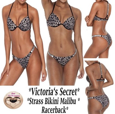 Victoria's Secret * Malibu * Push-up Leopard Bikini Strass * 2tlg * US 34D / 75D