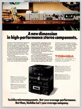 Sistema de audio de alto rendimiento Toshiba Microcomponents de colección 1980 anuncio