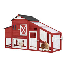 Wooden Chicken Coop with Wheels 17. 1Sq. Ft for 2-3 Chickens, Outdoor Red Chicke