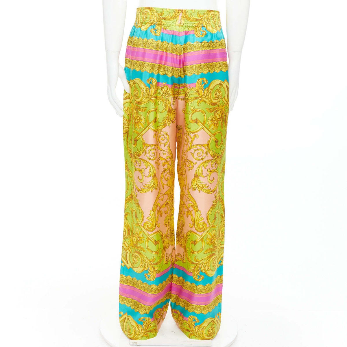 VERSACE Barocco Goddess 100% silk twill graphic print wide