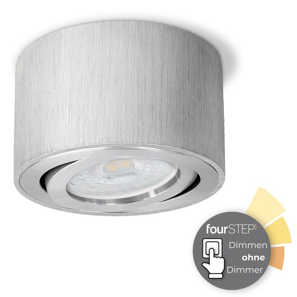 CELI-1A Aufbauspot Led Flach Schwenkbar Alu GebüRstet Fourstep Spot 5W Warmweiß-image