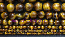 Natural 12/14/16/18/20mm Yellow Tiger's Eye Gemstone Round Loose Beads 15''