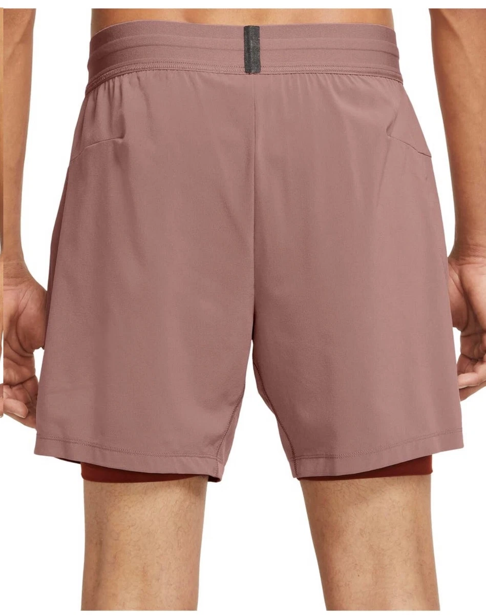 Nike Yoga Shorts Dri Fit 2 in 1 Shorts Fossil Rose DC5320 668 Men