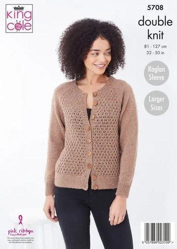 King Cole Cartamodello Maglia Donna 5998: Maglione E Cardigan Raglan DK Taglie 81-127 Cm