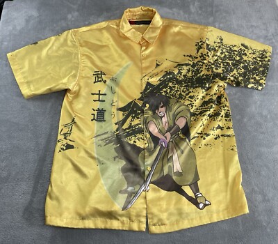 Barcode Ninja Samurai Anime Warrior Button Up Shirt Large