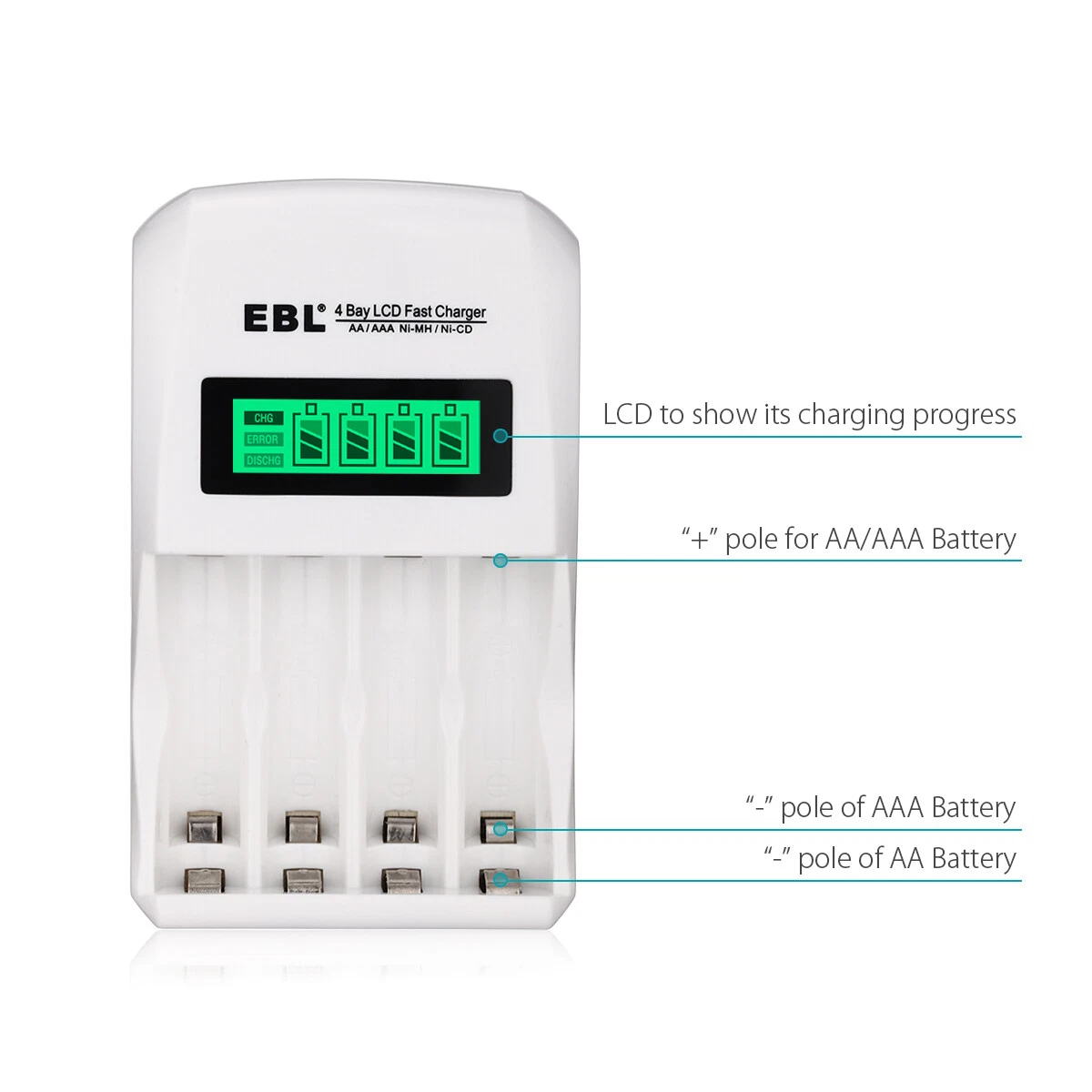 Lote de Baterías Recargables EBL 800/1100/2300/2800mAh AA AAA NI-MH/LCD - Foto 9 de 53