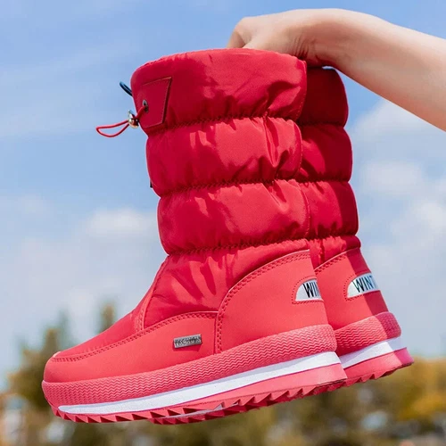 Stivali donna impermeabili donna neve invernali scarpe calde antiscivolo misura metà polpaccio - Foto 5 di 21