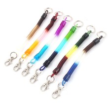 Bags Retractable Spiral Stretch Lanyard Wrist Coil Keyrings Key Chain 6pcs