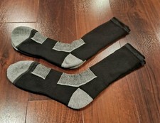 NEW other Unbranded Men's 2 Pack Black w/Gray Medium/Large Crew Socks Mid-Calf