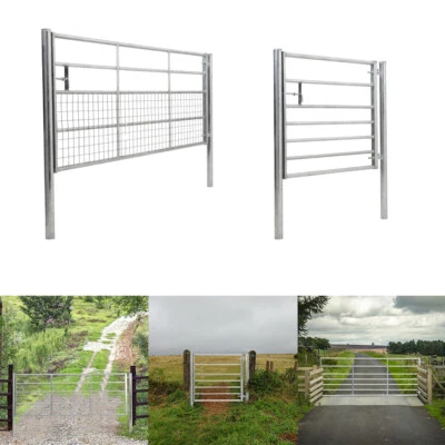 FURNITURE-STUDIO Metal Farm Gate 5/7 Bar Door Fence Field Driveway Livestock Cattle Garden Safety