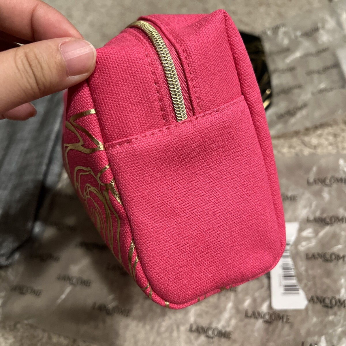 New 3pcs Lancome Makeup Bags Pink/ Black & Gold Rose + 1  display picture 3