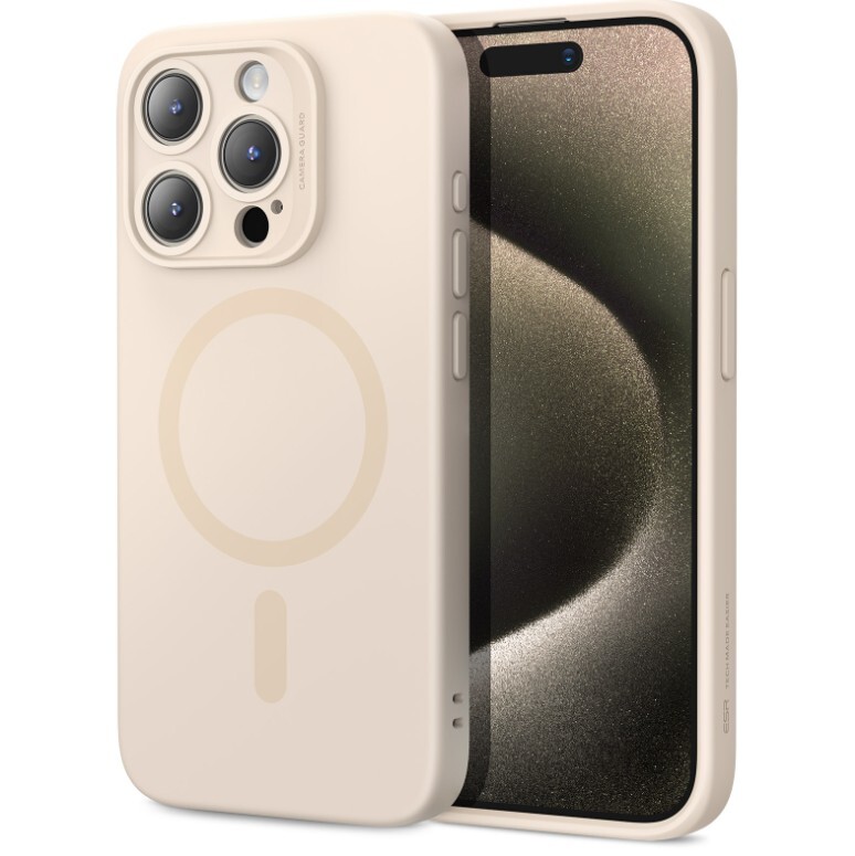 ESR Cloud Soft iPhone 15 Pro Case MagSafe Silicone Case LIGHT TAN color-image