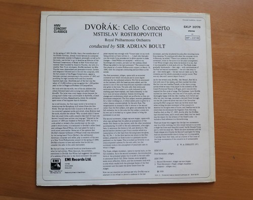 SXLP 30176 Dvorak Cello Concerto Rostropovitch Boult EMI Stereo NM/EX - Picture 6 of 6