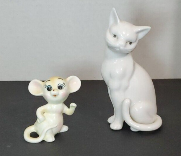 CAT & MOUSE FINE Figurines VINTAGE Bone China Detail Crafted Labels/ 2 WHOLESALE