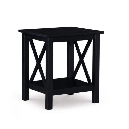Linon Home Decor End Table 17.12"x20"x22" Rectangular Black Wood w/Shelf Indoor